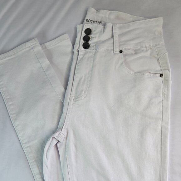 ROSWEAR Women's High Waisted Skinny Stretch Butt Lifting Jeans Sz L White - Picture 8 of 10